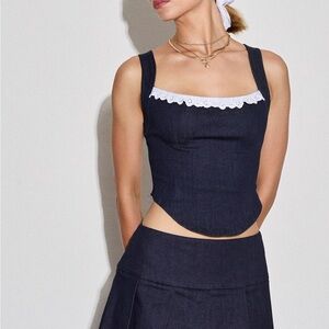 Motel Rocks Kayatra Denim Lace Top